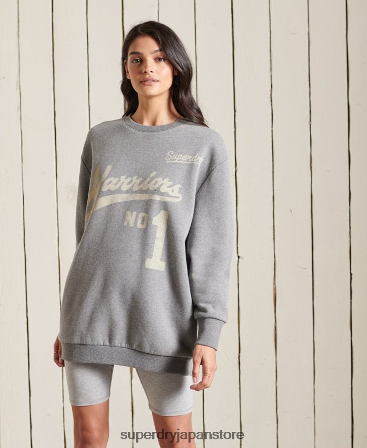オーバーサイズ カレッジクルー スウェットシャツ 女性 Superdry 衣類 濃い灰色 2J62PZ5815