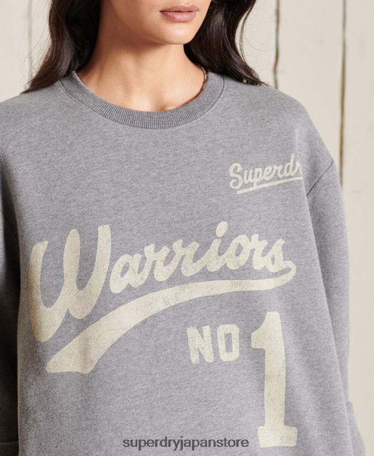 オーバーサイズ カレッジクルー スウェットシャツ 女性 Superdry 衣類 濃い灰色 2J62PZ5815