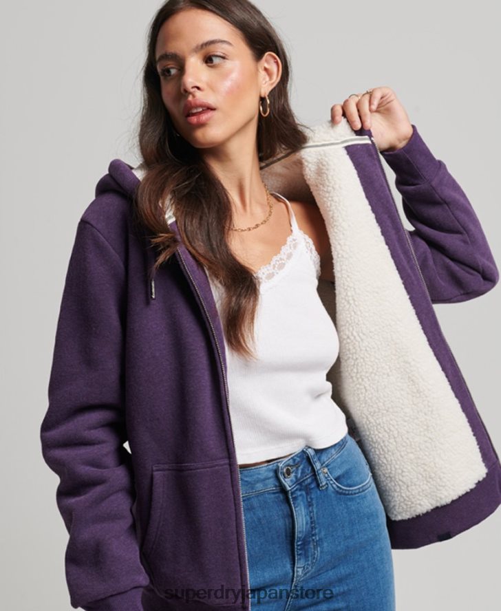 エッセンシャルボーグ裏地付きジップパーカー 女性 Superdry 衣類 紫 2J62PZ5818