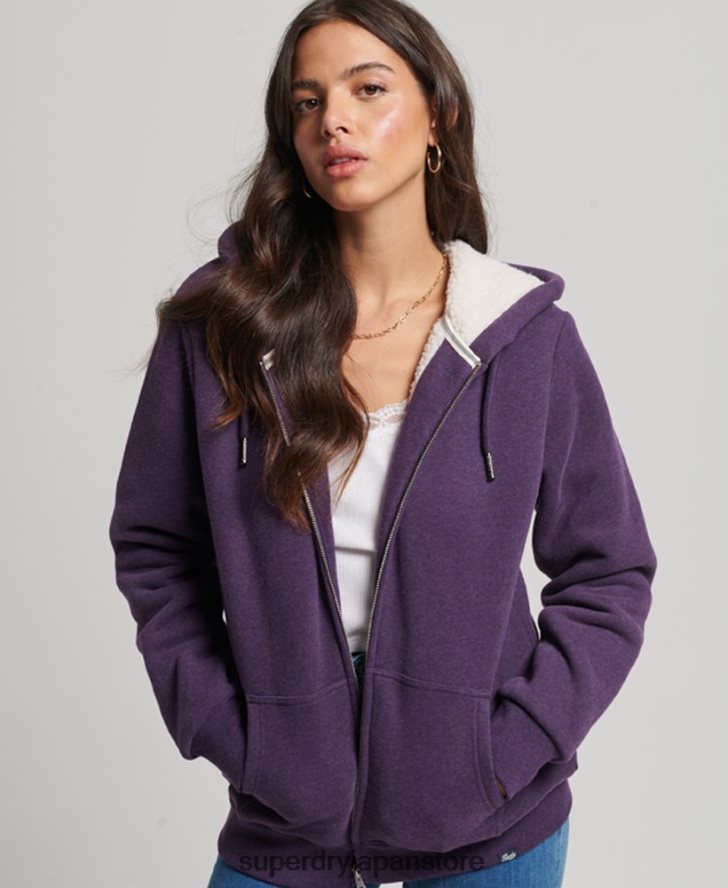 エッセンシャルボーグ裏地付きジップパーカー 女性 Superdry 衣類 紫 2J62PZ5818