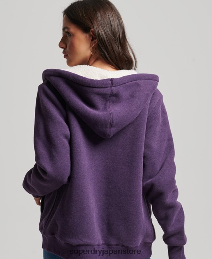 エッセンシャルボーグ裏地付きジップパーカー 女性 Superdry 衣類 紫 2J62PZ5818