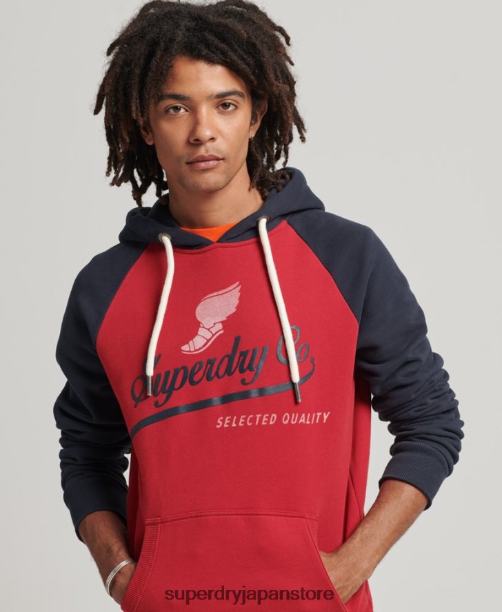 ヴィンテージアキレスラグランパーカー 男性 Superdry 衣類 赤 2J62PZ582