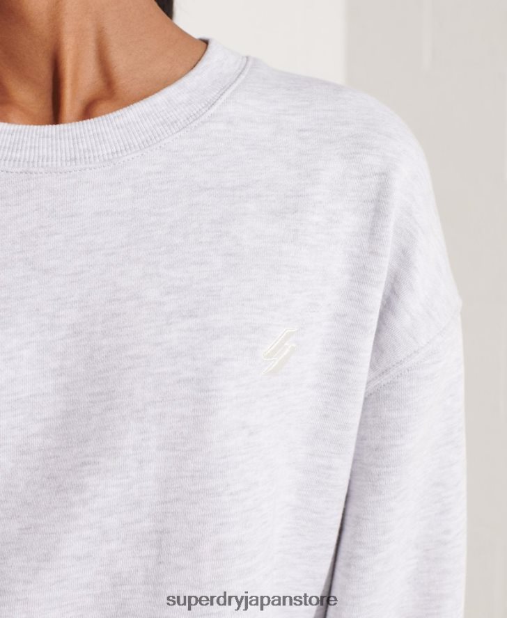 オーガニックコットン エッセンシャル クルー スウェットシャツ 女性 Superdry 衣類 ライトグレー 2J62PZ5821