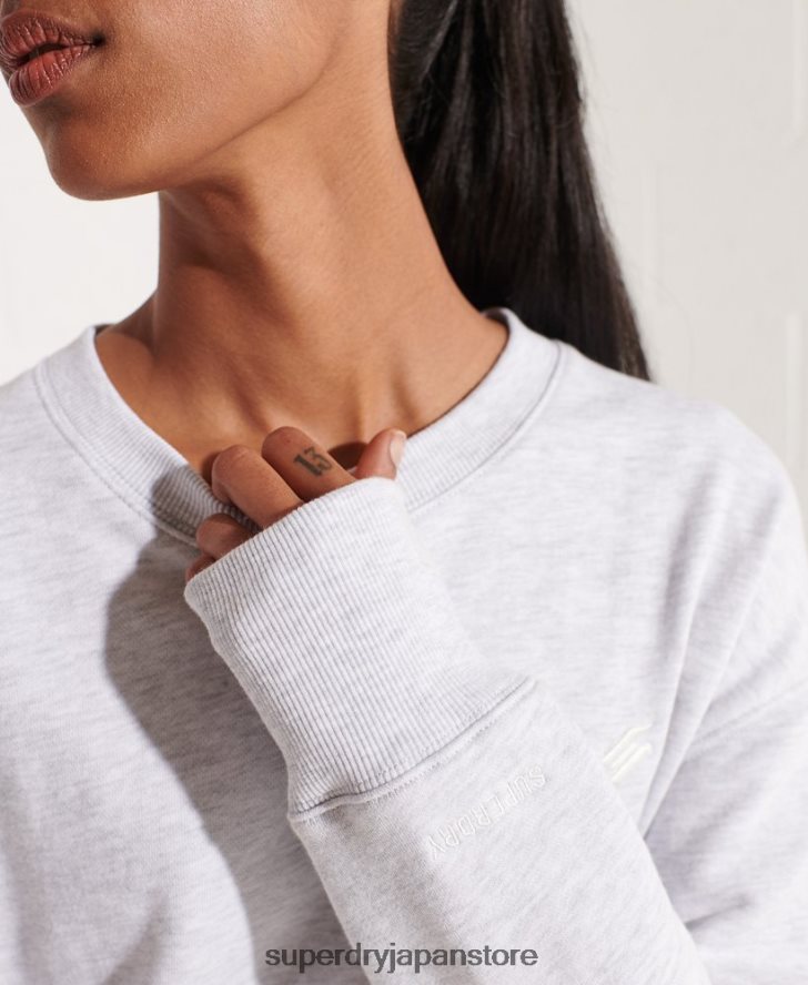 オーガニックコットン エッセンシャル クルー スウェットシャツ 女性 Superdry 衣類 ライトグレー 2J62PZ5821