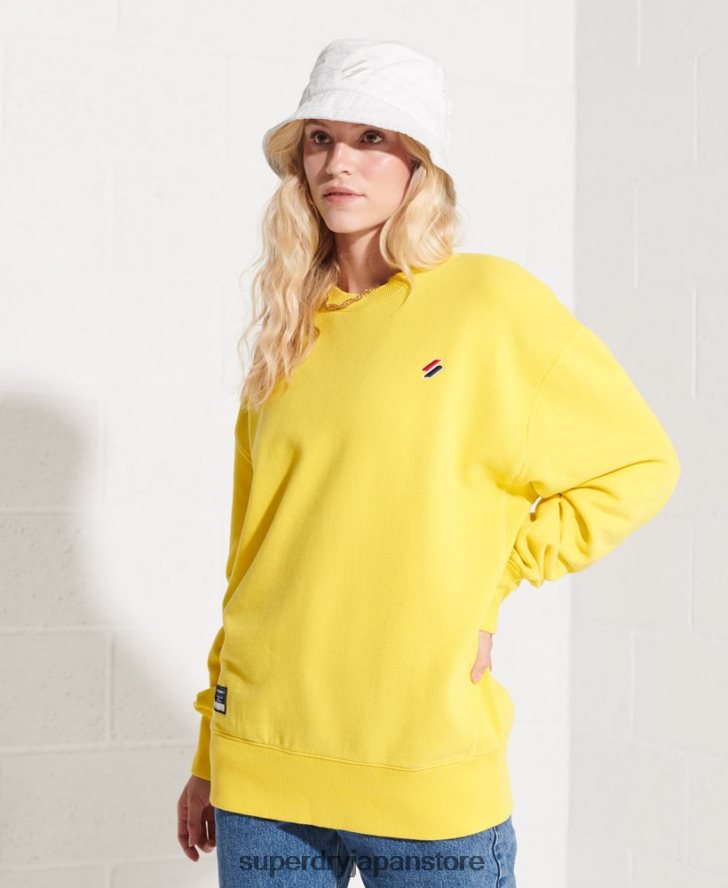オーガニックコットン エッセンシャル クルー スウェットシャツ 女性 Superdry 衣類 黄色 2J62PZ5822