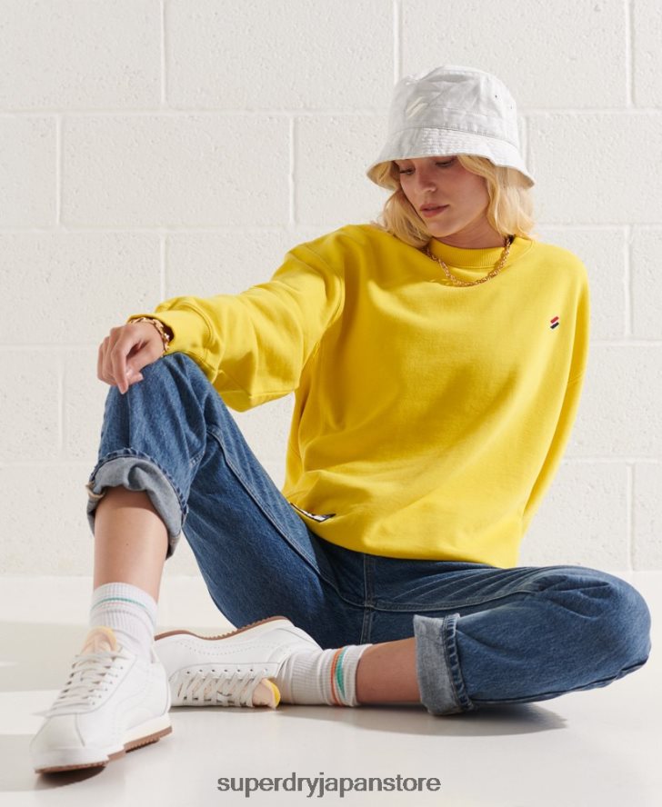 オーガニックコットン エッセンシャル クルー スウェットシャツ 女性 Superdry 衣類 黄色 2J62PZ5822