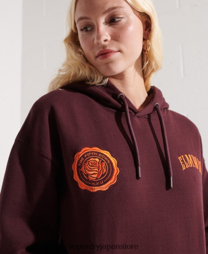 カレッジグラフィック クロップパーカー 女性 Superdry 衣類 赤 2J62PZ5824
