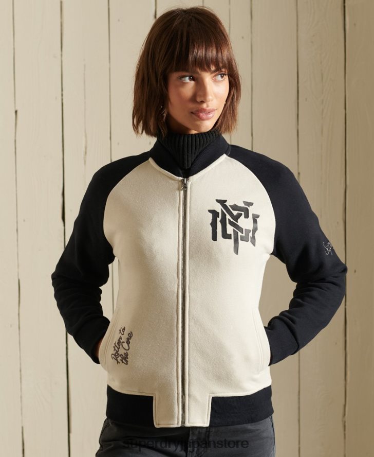 クロスラインジャージーボンバージャケット 女性 Superdry 衣類 ライトグレー 2J62PZ5825