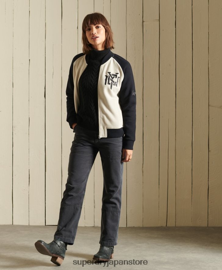 クロスラインジャージーボンバージャケット 女性 Superdry 衣類 ライトグレー 2J62PZ5825