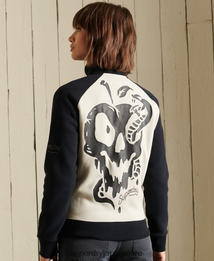 クロスラインジャージーボンバージャケット 女性 Superdry 衣類 ライトグレー 2J62PZ5825