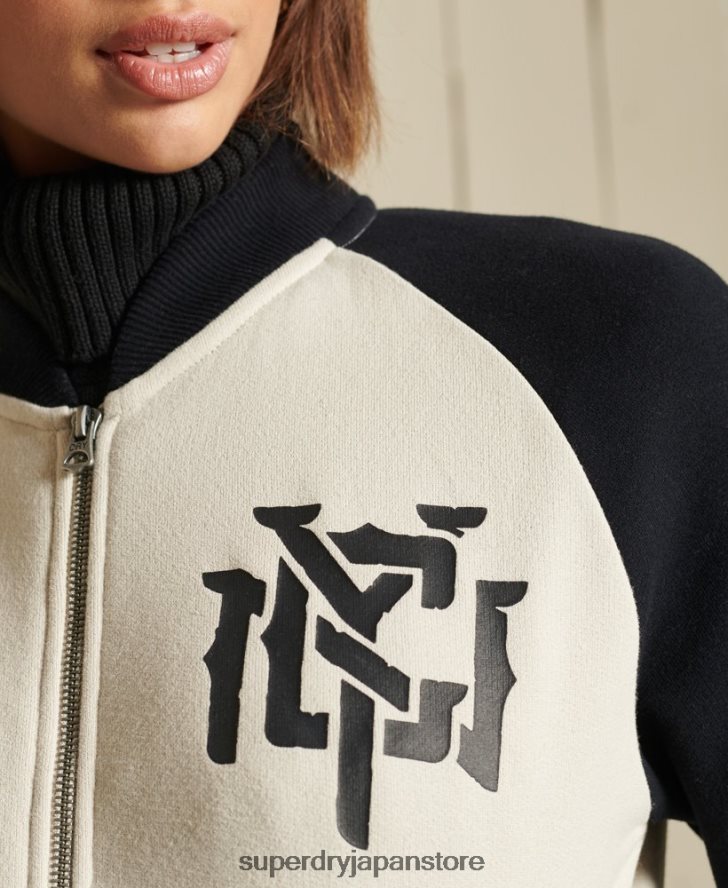 クロスラインジャージーボンバージャケット 女性 Superdry 衣類 ライトグレー 2J62PZ5825