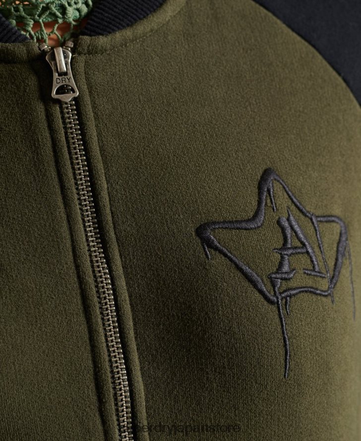 クロスラインジャージーボンバージャケット 女性 Superdry 衣類 緑 2J62PZ5827