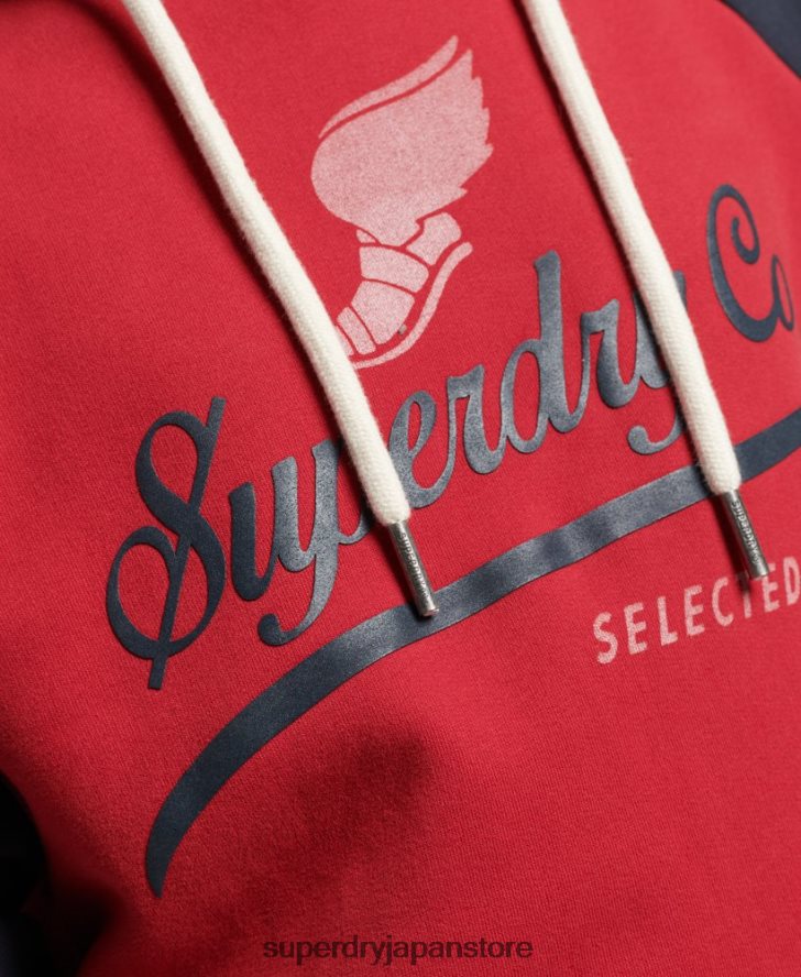 ヴィンテージアキレスラグランパーカー 男性 Superdry 衣類 赤 2J62PZ582