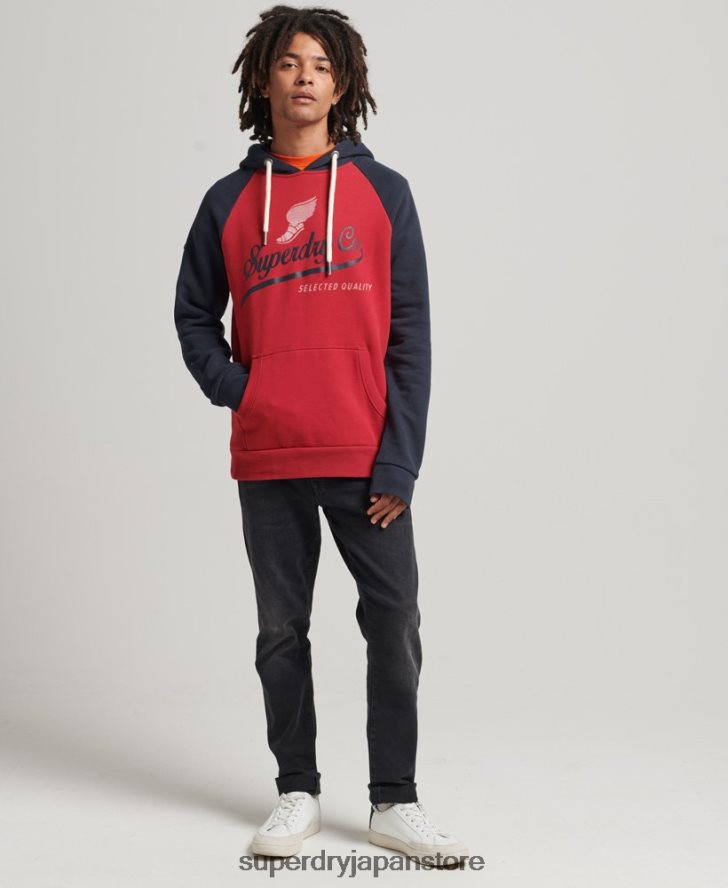 ヴィンテージアキレスラグランパーカー 男性 Superdry 衣類 赤 2J62PZ582