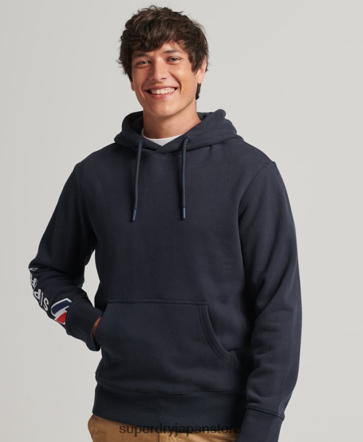アップリケパーカー 男性 Superdry 衣類 海軍 2J62PZ583