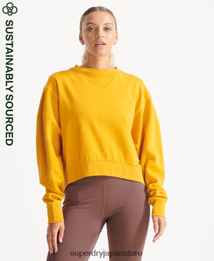 オーガニックコットン フレックス バットウィング クルー スウェットシャツ 女性 Superdry 衣類 黄色 2J62PZ5830