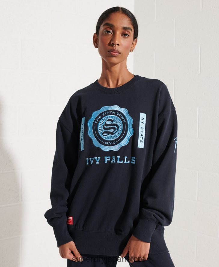 カレッジグラフィック オーバーサイズ クルースウェットシャツ 女性 Superdry 衣類 海軍 2J62PZ5837