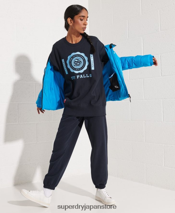 カレッジグラフィック オーバーサイズ クルースウェットシャツ 女性 Superdry 衣類 海軍 2J62PZ5837
