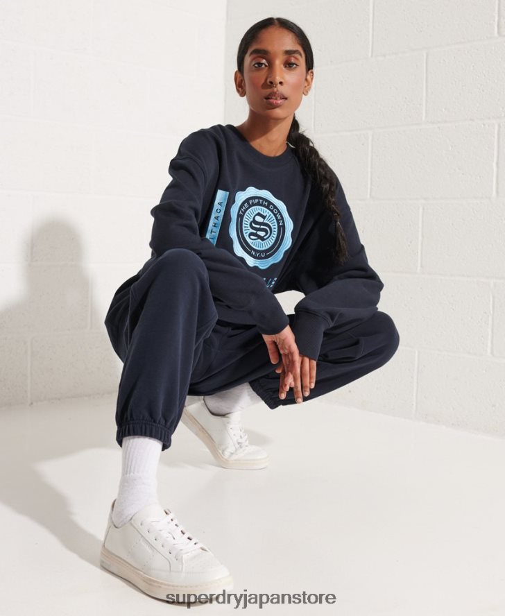 カレッジグラフィック オーバーサイズ クルースウェットシャツ 女性 Superdry 衣類 海軍 2J62PZ5837