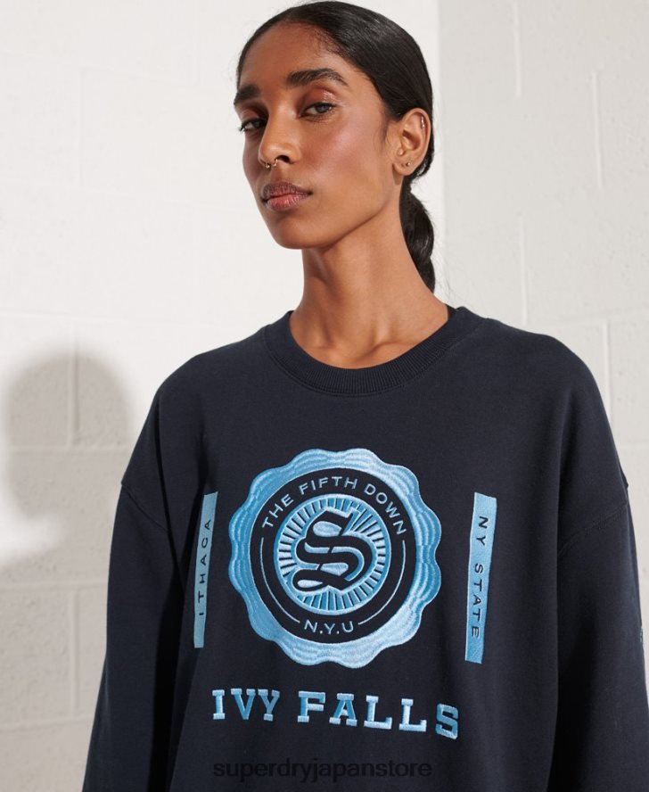 カレッジグラフィック オーバーサイズ クルースウェットシャツ 女性 Superdry 衣類 海軍 2J62PZ5837