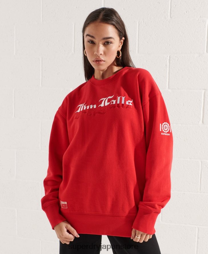 カレッジグラフィック オーバーサイズ クルースウェットシャツ 女性 Superdry 衣類 赤 2J62PZ5838