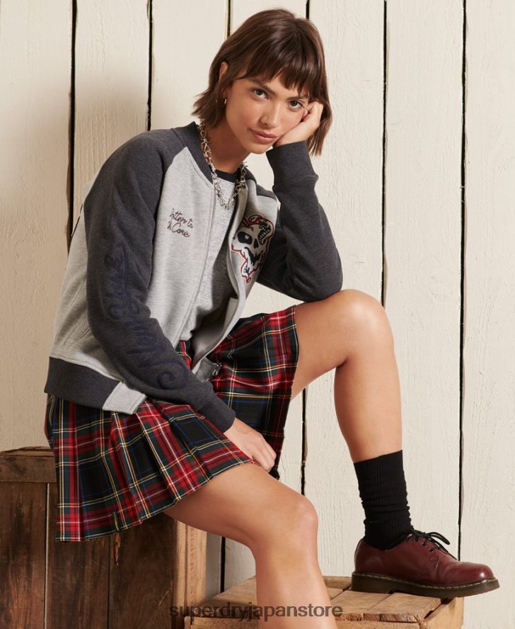 クロスラインジャージーボンバージャケット 女性 Superdry 衣類 グレー 2J62PZ5839
