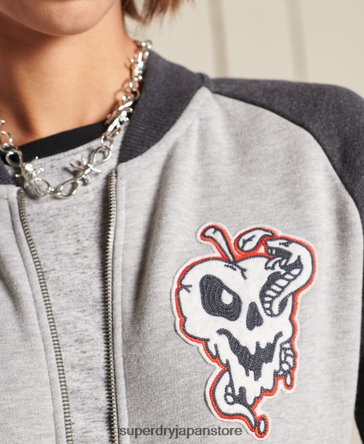 クロスラインジャージーボンバージャケット 女性 Superdry 衣類 グレー 2J62PZ5839