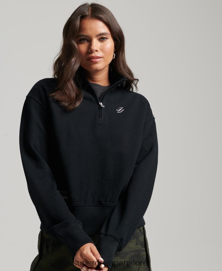 エッセンシャルロゴハーフジップスウェットシャツ 女性 Superdry 衣類 黒 2J62PZ5840