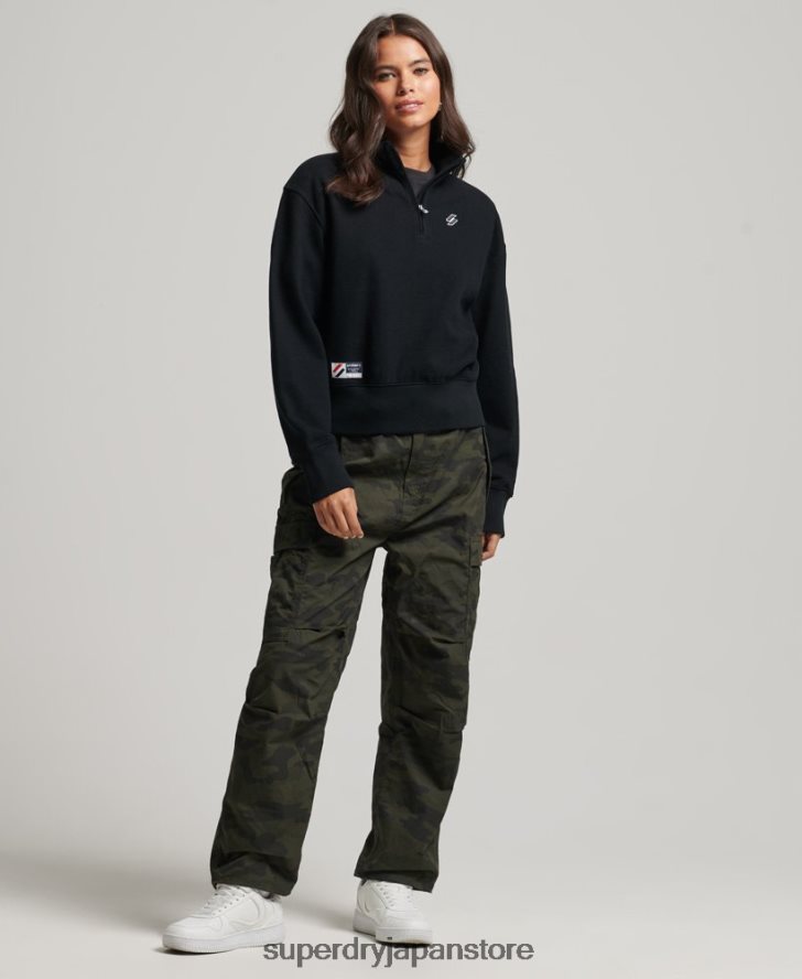 エッセンシャルロゴハーフジップスウェットシャツ 女性 Superdry 衣類 黒 2J62PZ5840