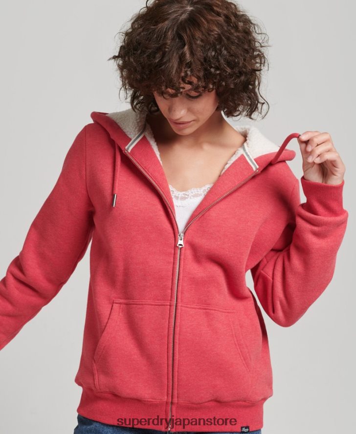 エッセンシャルボーグ裏地付きジップパーカー 女性 Superdry 衣類 赤 2J62PZ5842