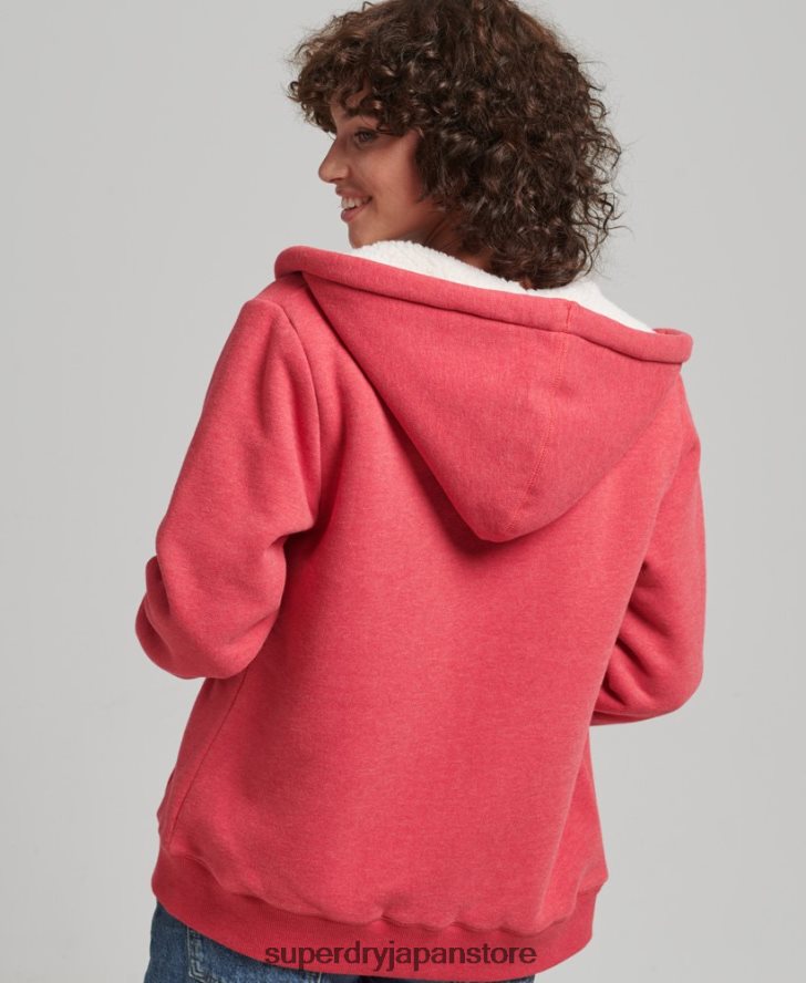 エッセンシャルボーグ裏地付きジップパーカー 女性 Superdry 衣類 赤 2J62PZ5842