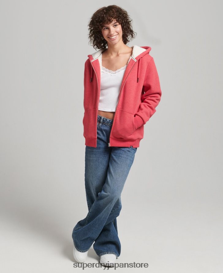 エッセンシャルボーグ裏地付きジップパーカー 女性 Superdry 衣類 赤 2J62PZ5842