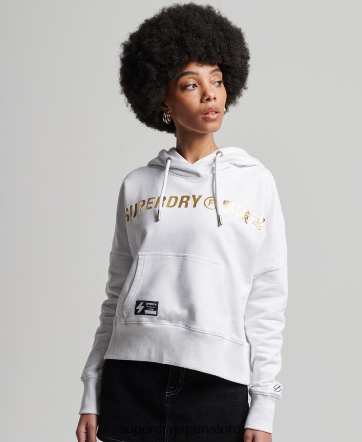 インディペンデントロゴフォイルクロップパーカー 女性 Superdry 衣類 白 2J62PZ5844