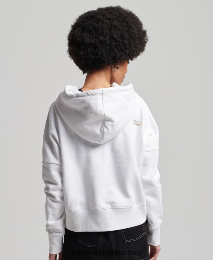 インディペンデントロゴフォイルクロップパーカー 女性 Superdry 衣類 白 2J62PZ5844