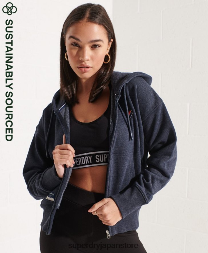 コードエッセンシャルジップパーカー 女性 Superdry 衣類 海軍 2J62PZ5848