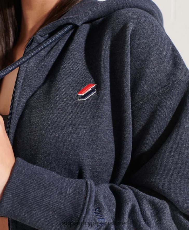コードエッセンシャルジップパーカー 女性 Superdry 衣類 海軍 2J62PZ5848
