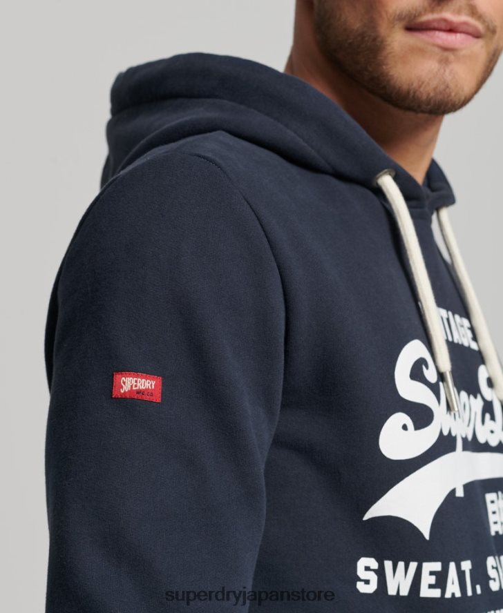 ヴィンテージロゴストアクラシックパーカー 男性 Superdry 衣類 海軍 2J62PZ584