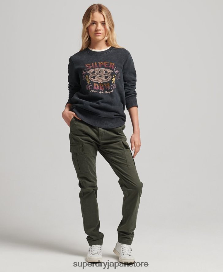 ブランドマークメタルクルースウェットシャツ 女性 Superdry 衣類 黒 2J62PZ5850