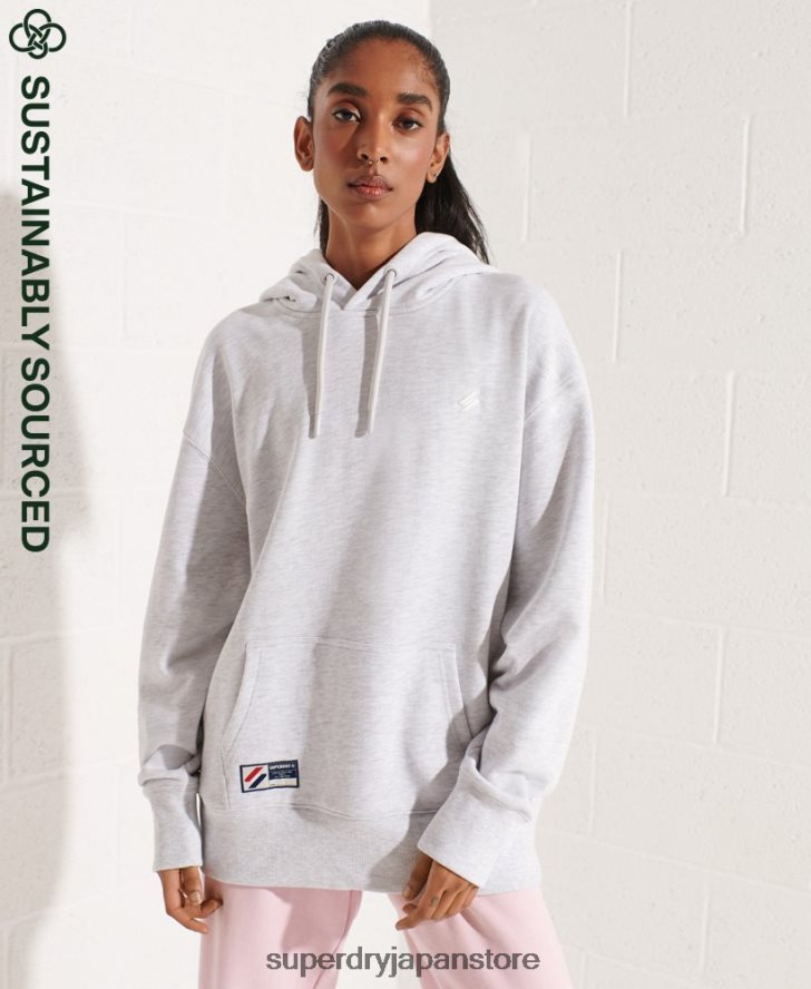 オーガニックコットン エッセンシャル オーバーサイズ パーカー 女性 Superdry 衣類 ライトグレー 2J62PZ5852
