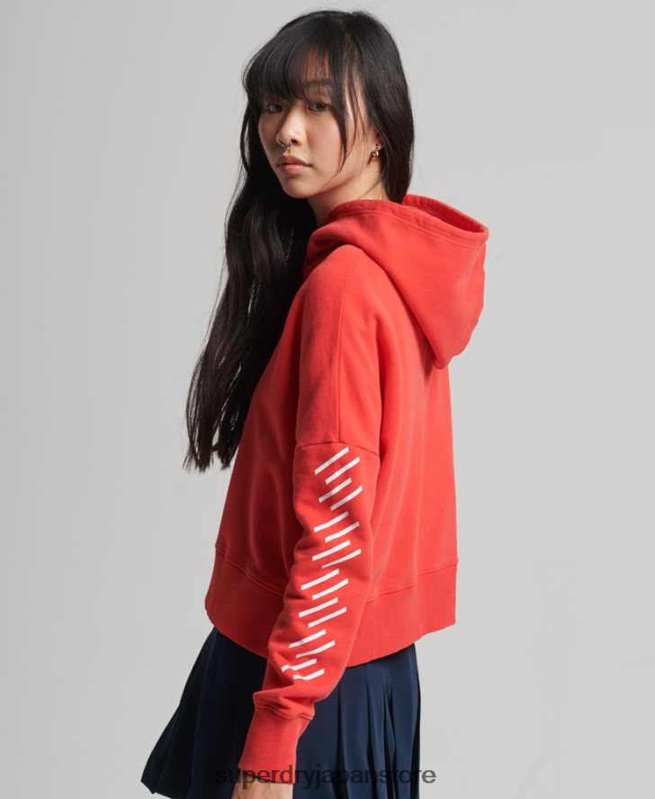 コードコアスポーツクロップボックスパーカー 女性 Superdry 衣類 コーラル 2J62PZ5857