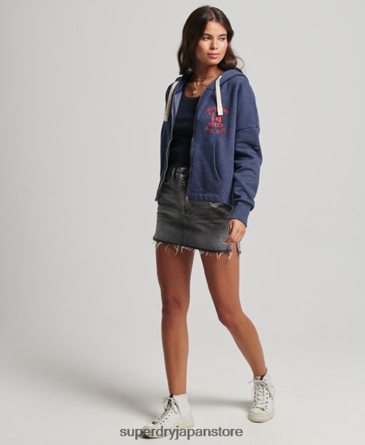 ヴィンテージカレッジジップパーカー 女性 Superdry 衣類 海軍 2J62PZ5869
