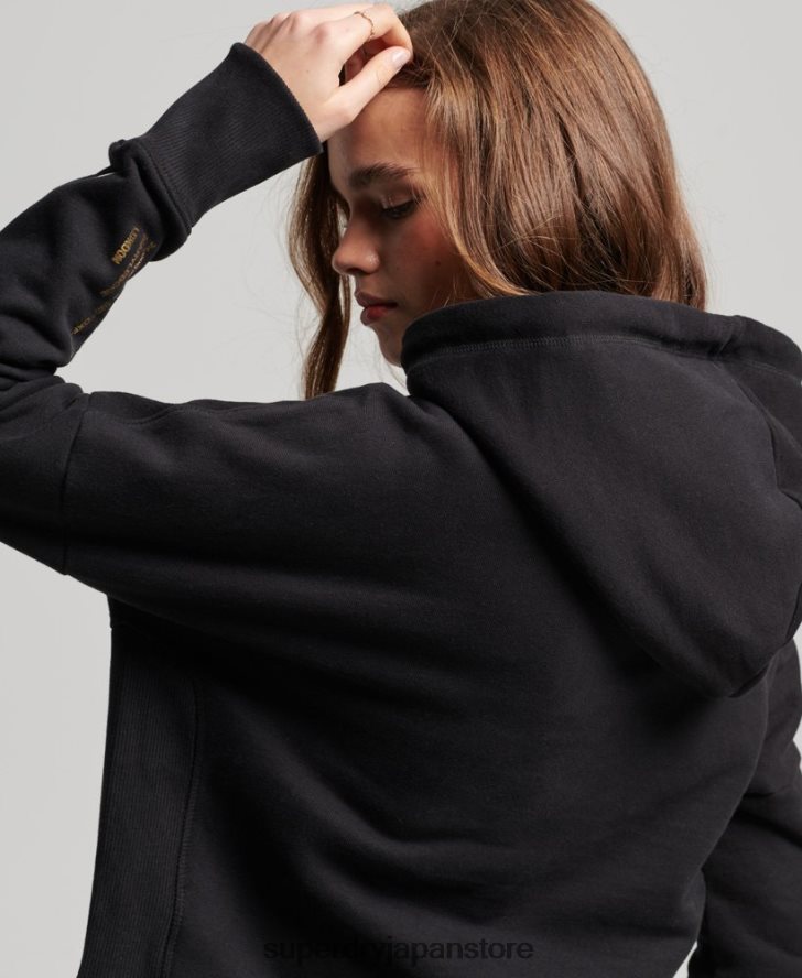 インディペンデントロゴフォイルクロップパーカー 女性 Superdry 衣類 黒 2J62PZ5871