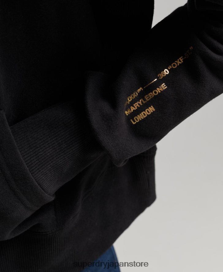 インディペンデントロゴフォイルクロップパーカー 女性 Superdry 衣類 黒 2J62PZ5871