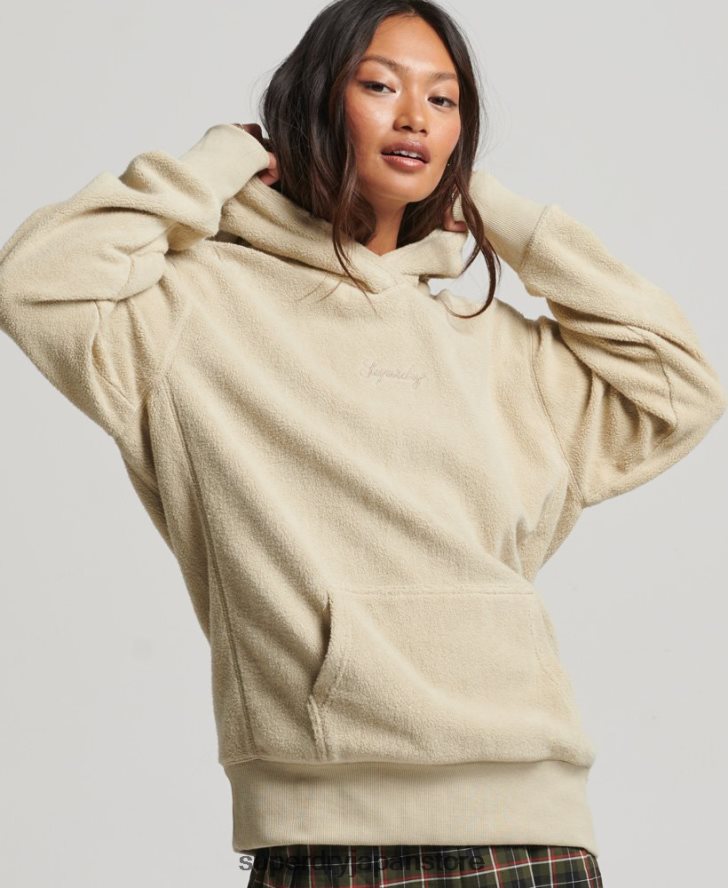 グラフィック フリース オーバーサイズ パーカー 女性 Superdry 衣類 ベージュ 2J62PZ5872