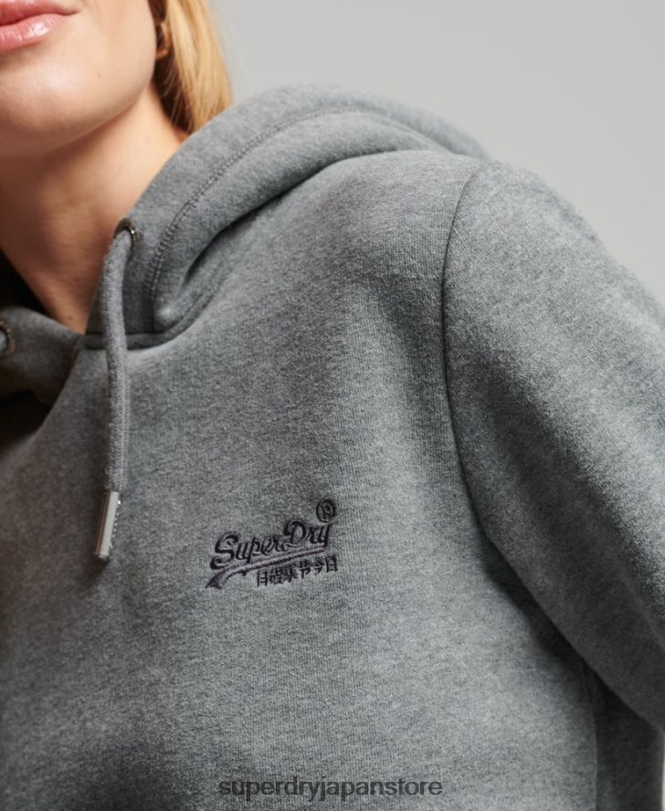 オーガニックコットンのヴィンテージロゴ刺繍パーカー 女性 Superdry 衣類 グレー 2J62PZ5875