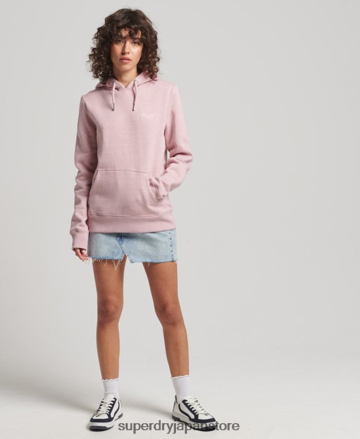 オーガニックコットンのヴィンテージロゴ刺繍パーカー 女性 Superdry 衣類 ピンク 2J62PZ5876