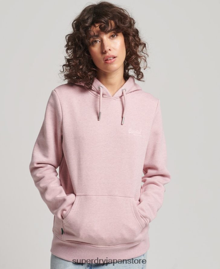 オーガニックコットンのヴィンテージロゴ刺繍パーカー 女性 Superdry 衣類 ピンク 2J62PZ5876