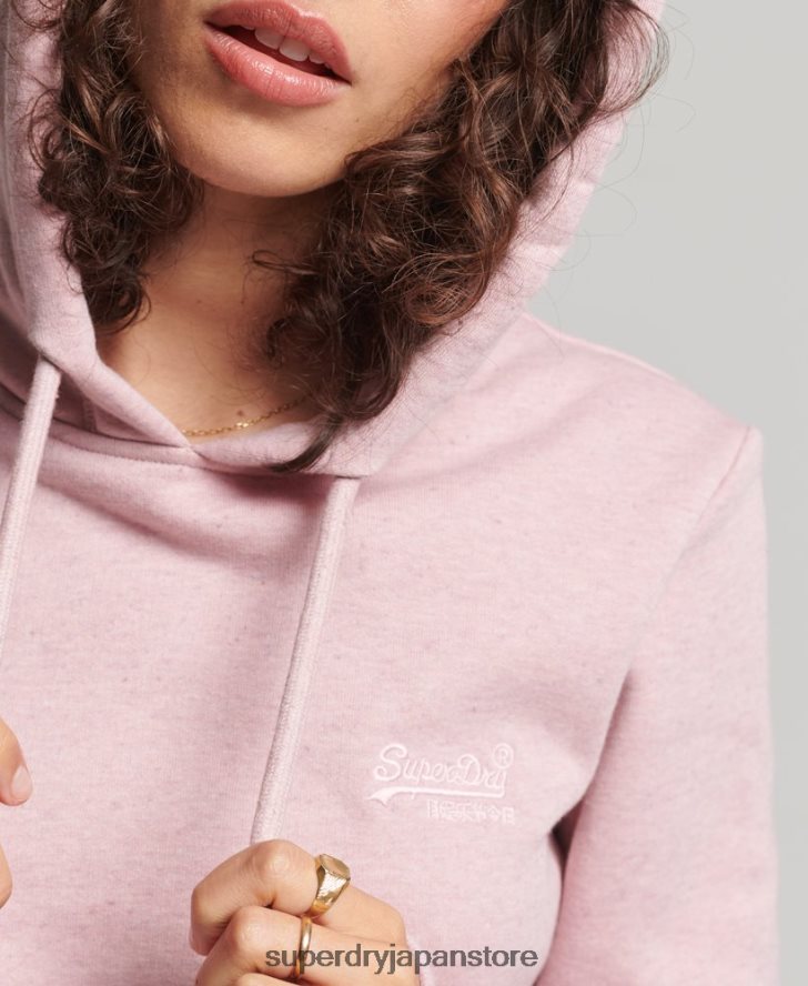 オーガニックコットンのヴィンテージロゴ刺繍パーカー 女性 Superdry 衣類 ピンク 2J62PZ5876
