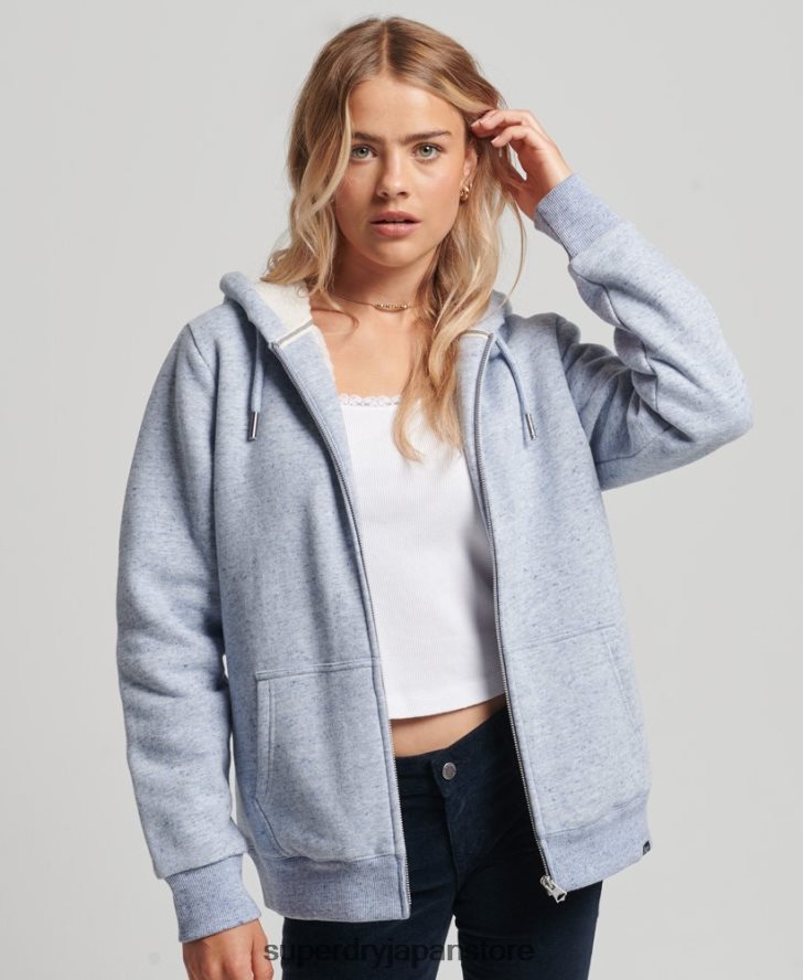エッセンシャルボーグ裏地付きジップパーカー 女性 Superdry 衣類 ライトブルー 2J62PZ5880