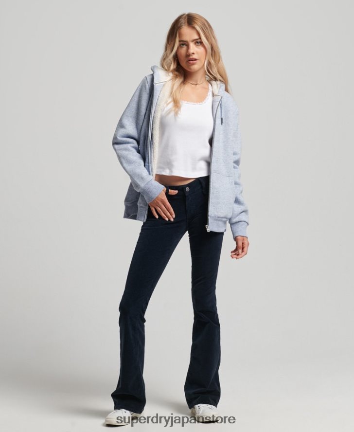 エッセンシャルボーグ裏地付きジップパーカー 女性 Superdry 衣類 ライトブルー 2J62PZ5880